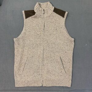 Cremieux Merino Wool Blend Full Zip Vest Shoulder Patch Mens Large